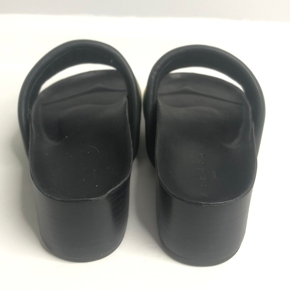 Sandro Black Green/Gold Striped Platform Slide on Sandals Size 37 - Picture 6 of 10